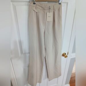 M Kae Copenhagen Beige Dress Pants High Waisted Wide Leg Luxury Danish S Xs NWT